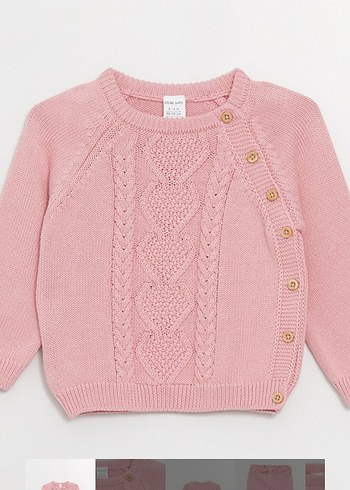 Pembe Örgü Bebek Kız Takımı - Görsel 3