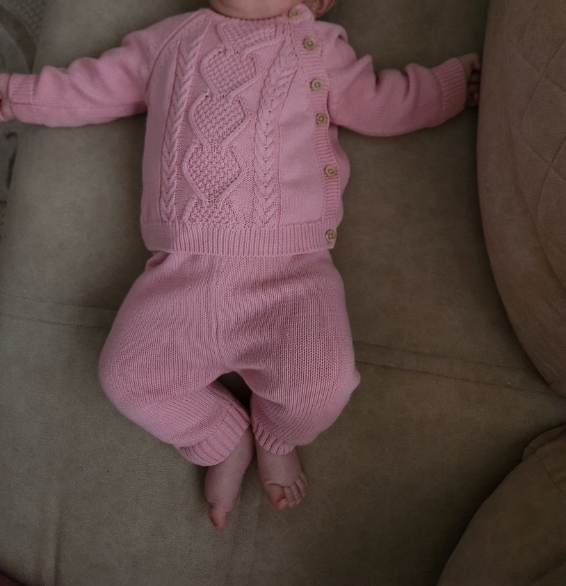 Pembe Örgü Bebek Kız Takımı - Görsel 2