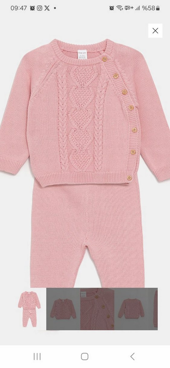 Pembe Örgü Bebek Kız Takımı - Görsel 4