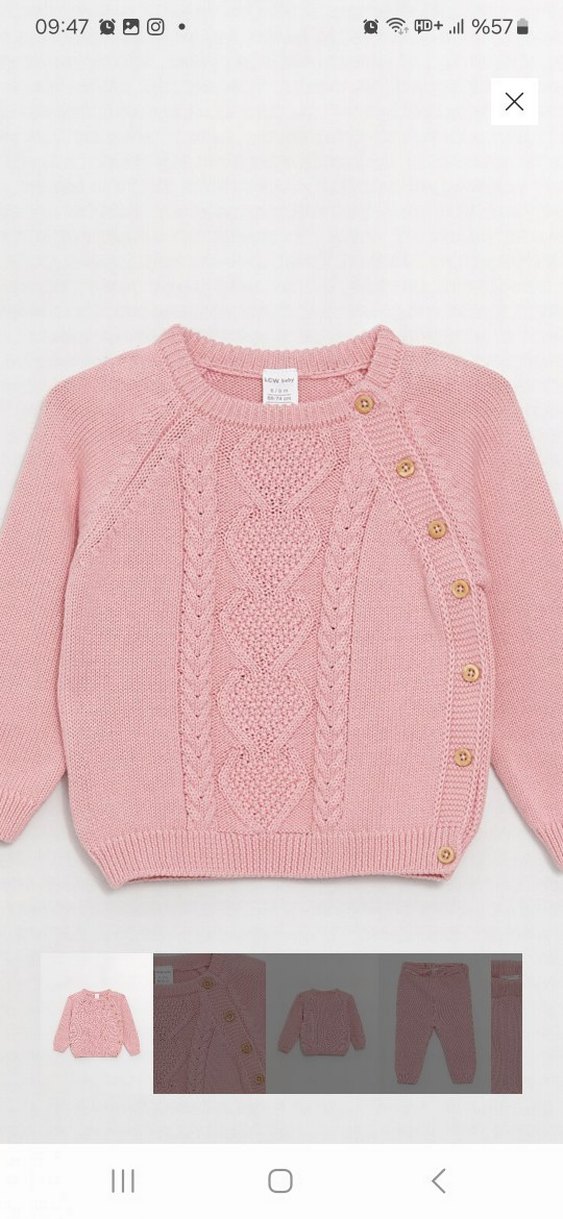 Pembe Örgü Bebek Kız Takımı - Görsel 3