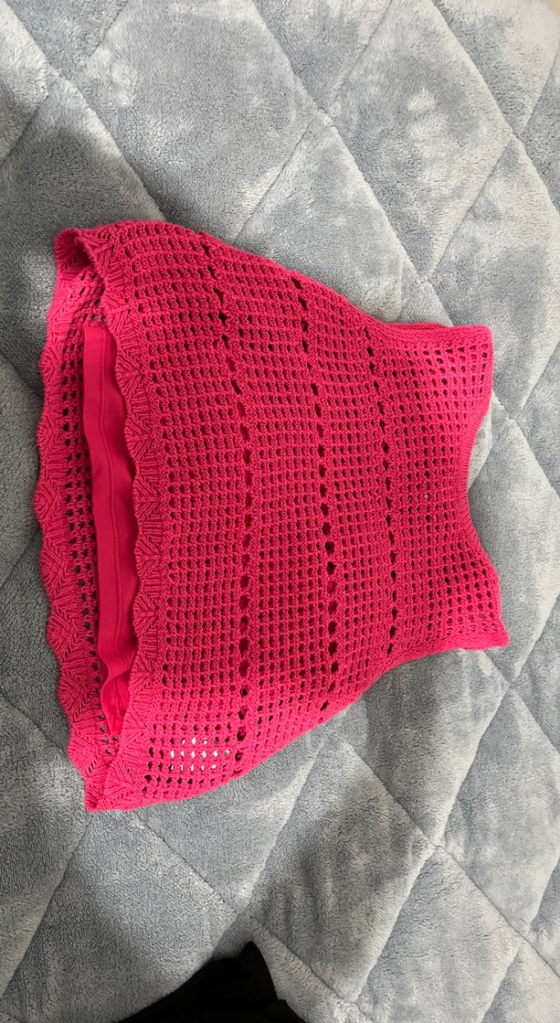 Pembe Örgü Desenli Yastık Kılıfı - Görsel 2