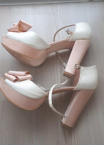 Pembe Fiyonklu Kadın Topuklu Abiye Ayakkabı - Görsel 5
