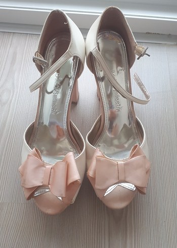 Pembe Fiyonklu Kadın Topuklu Abiye Ayakkabı - Görsel 2