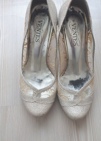 Beyaz Dantel Detaylı Dolgu Topuklu Kadın Ayakkabı - Görsel 2