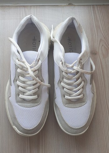 Beyaz Kadın Spor Ayakkabı Elastik Detaylı - Görsel 5