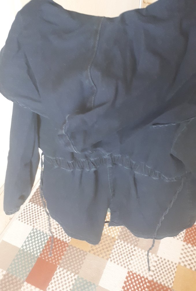 Düğmeli Siyah Midi Denim Ceket - Görsel 3