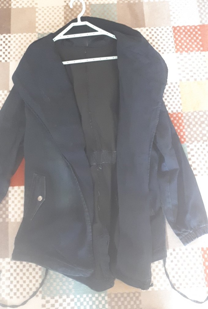 Düğmeli Siyah Midi Denim Ceket - Görsel 2