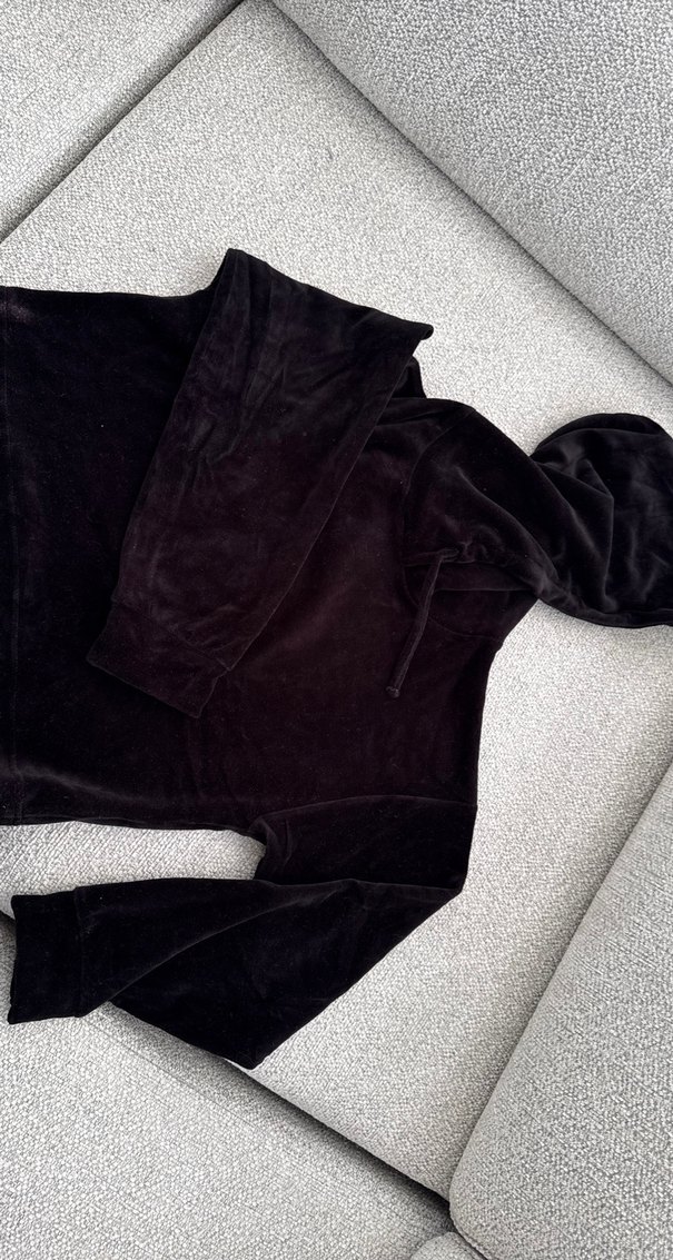 Siyah Kadife Rahat Kesim Sweatpant - Görsel 4