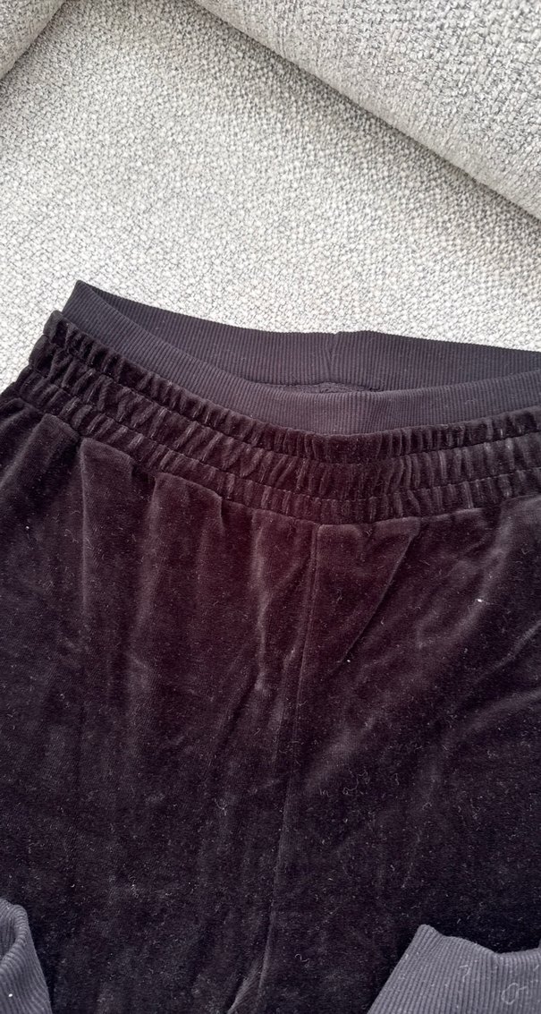 Siyah Kadife Rahat Kesim Sweatpant - Görsel 2