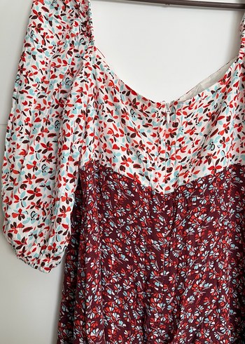 Bohem Bordo Çiçekli Uzun Elbise - Görsel 5