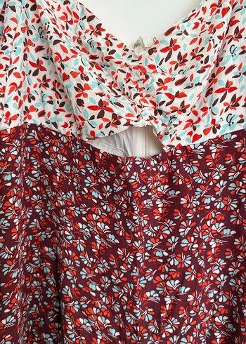 Bohem Bordo Çiçekli Uzun Elbise - Görsel 2