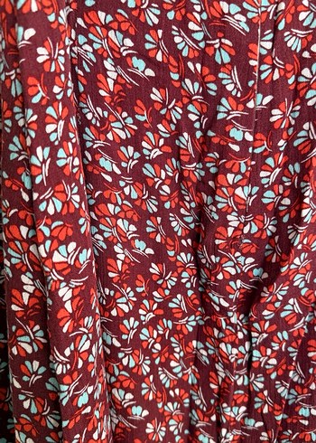 Bohem Bordo Çiçekli Uzun Elbise - Görsel 6