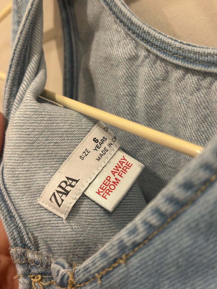 Kolsuz Gri Denim Kız Elbise - Görsel 2