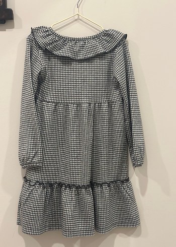 Kareli Fırfırlı Uzun Kollu Kız Elbisesi - Görsel 2