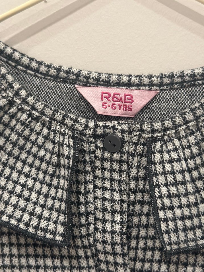 Kareli Fırfırlı Uzun Kollu Kız Elbisesi - Görsel 3