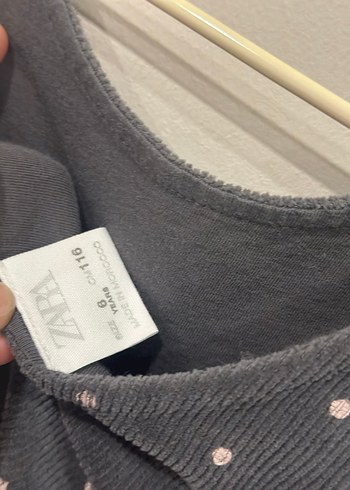 Gri Puantiyeli Kolsuz Kız Elbisesi - Görsel 2