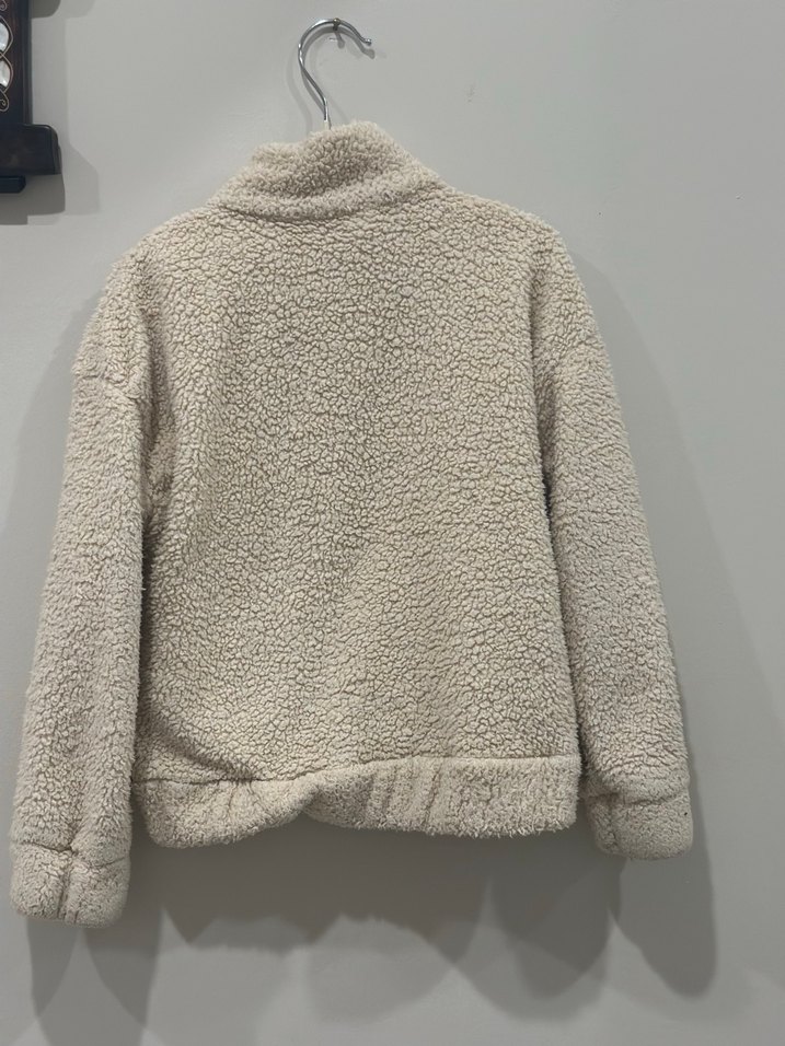 Nakışlı Bej Peluş Kız Ceket - Görsel 2