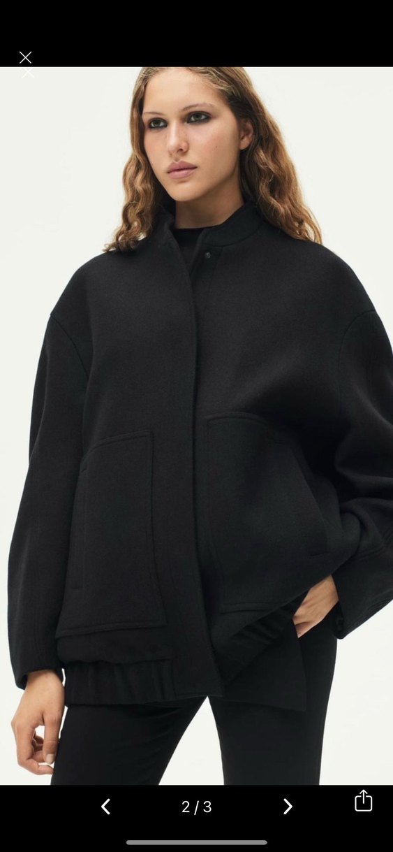 Zara marka Siyah Mini Kadın Polar Ceket - Görsel 2