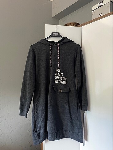Gri siyah sweatshirt tesettür