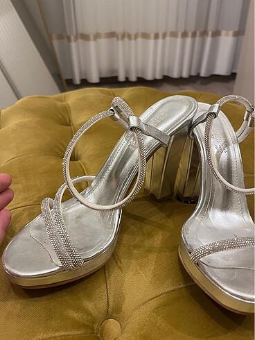 Zara gümüş platform yüksek topuk ayakkabı