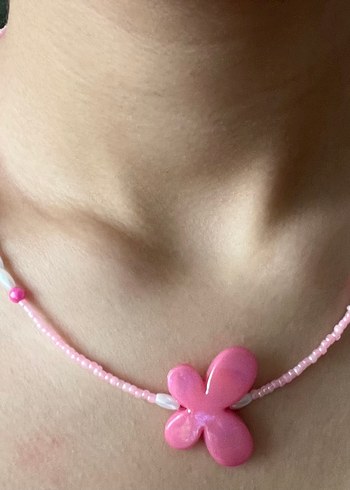 Pembe Boncuklu Midi Kolye