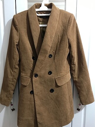 Camel kadife blazer ceket