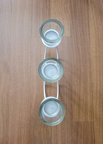 Beyaz Metal 3'lü Mumluk - Görsel 3