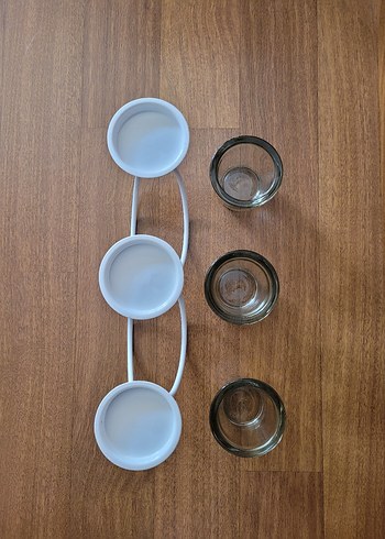 Beyaz Metal 3'lü Mumluk - Görsel 4