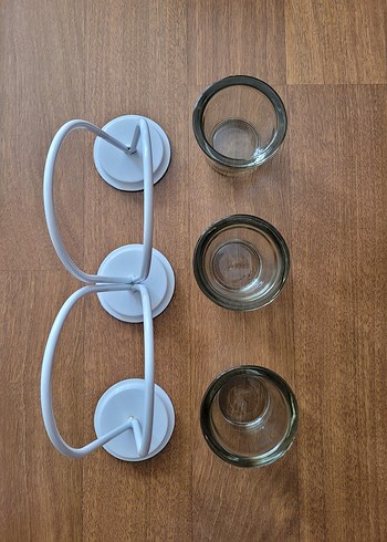 Beyaz Metal 3'lü Mumluk - Görsel 5