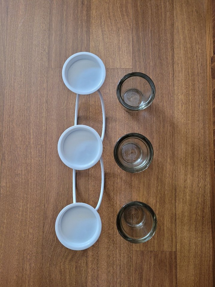 Beyaz Metal 3'lü Mumluk - Görsel 4