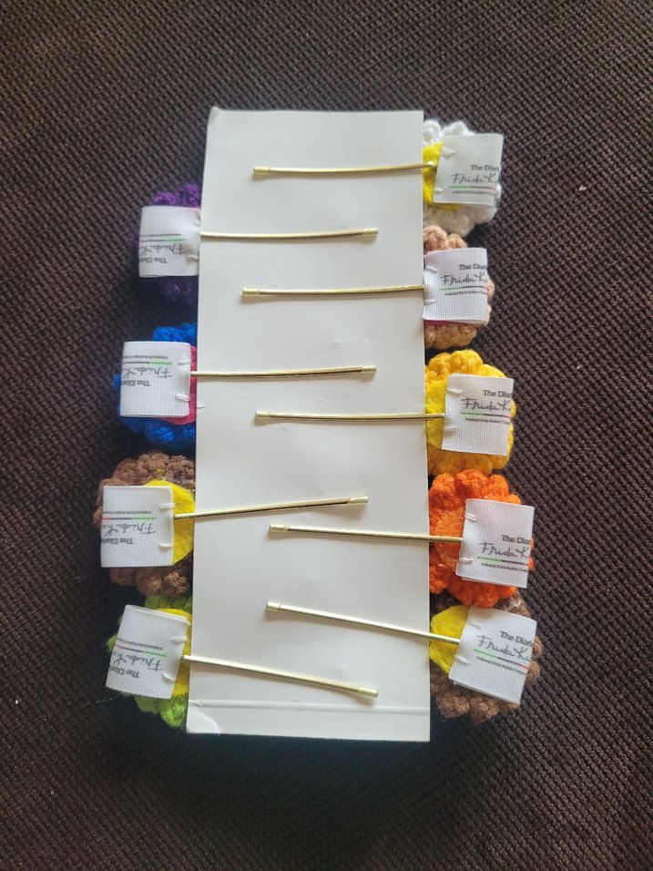 Çiçek Desenli Renkli Örgü Çocuk Toka Seti - Görsel 3