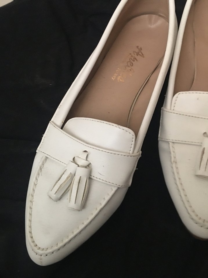 Beyaz Deri Püsküllü Dolgu Kadın Ayakkabı - Görsel 3