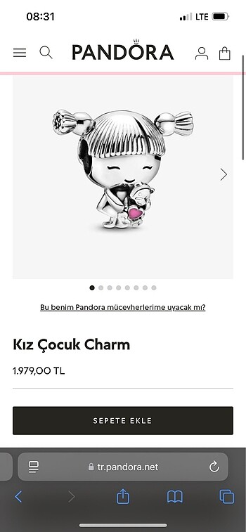pandora kız çocuk charm
