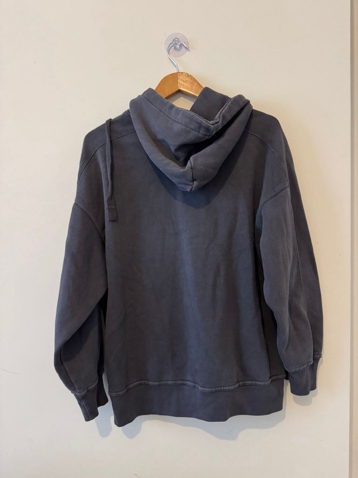 Zara Kadın Gri Kapüşonlu Salaş Sweatshirt - Görsel 4