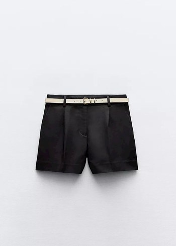 Zara Kemerli Siyah Mini Şort