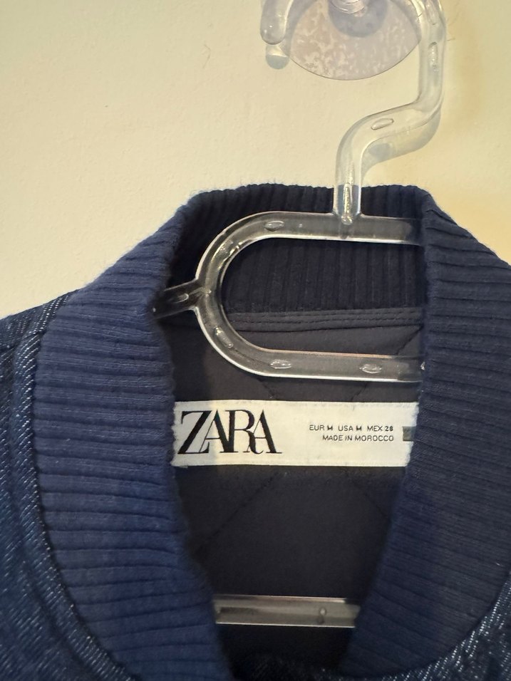 ZaraDüğmeli Koyu Mavi Kadın Kot Ceket - Görsel 4