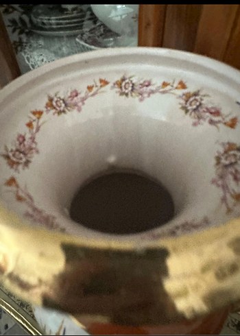 Çiçek Desenli Bej Seramik Vazo - Görsel 3