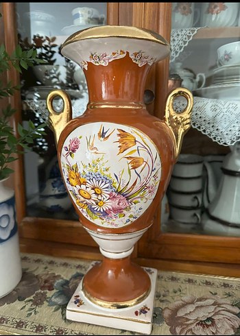 Çiçek Desenli Bej Seramik Vazo - Görsel 4