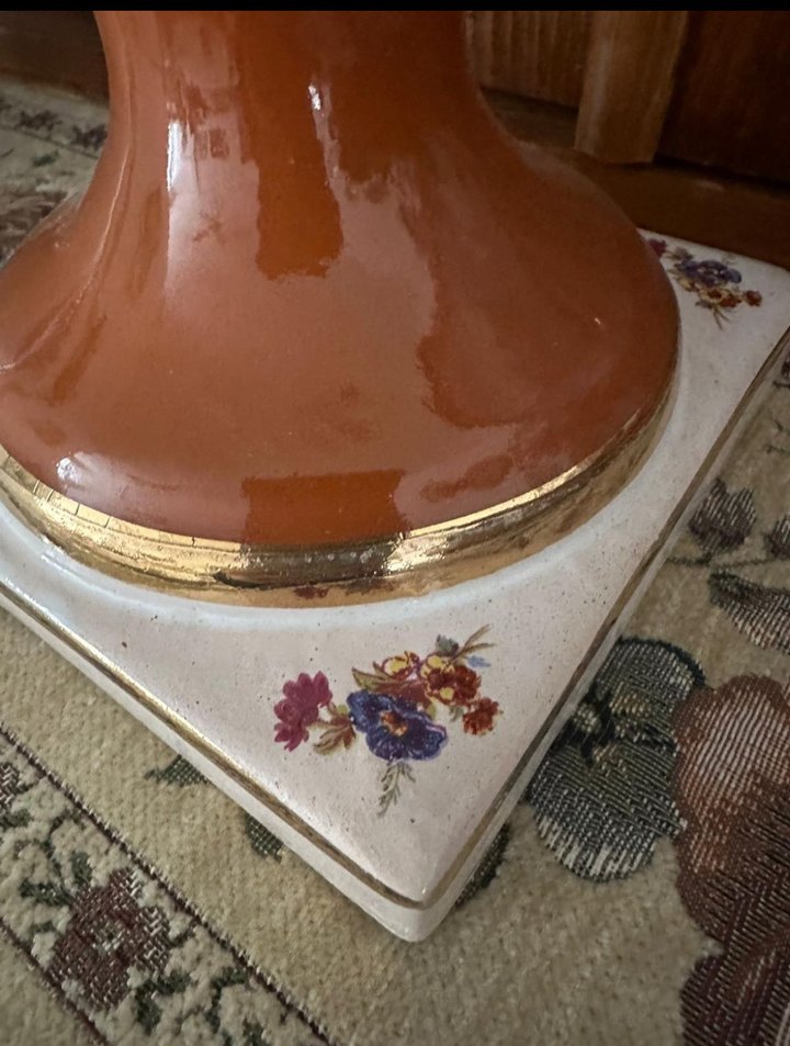 Çiçek Desenli Bej Seramik Vazo - Görsel 2