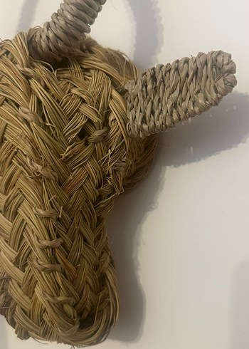 Hasırdan Gri Kahverengi Boğa Figürü - Görsel 4