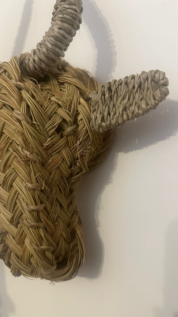 Hasırdan Gri Kahverengi Boğa Figürü - Görsel 4