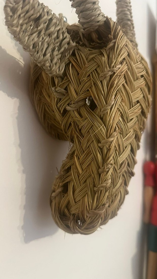 Hasırdan Gri Kahverengi Boğa Figürü - Görsel 3