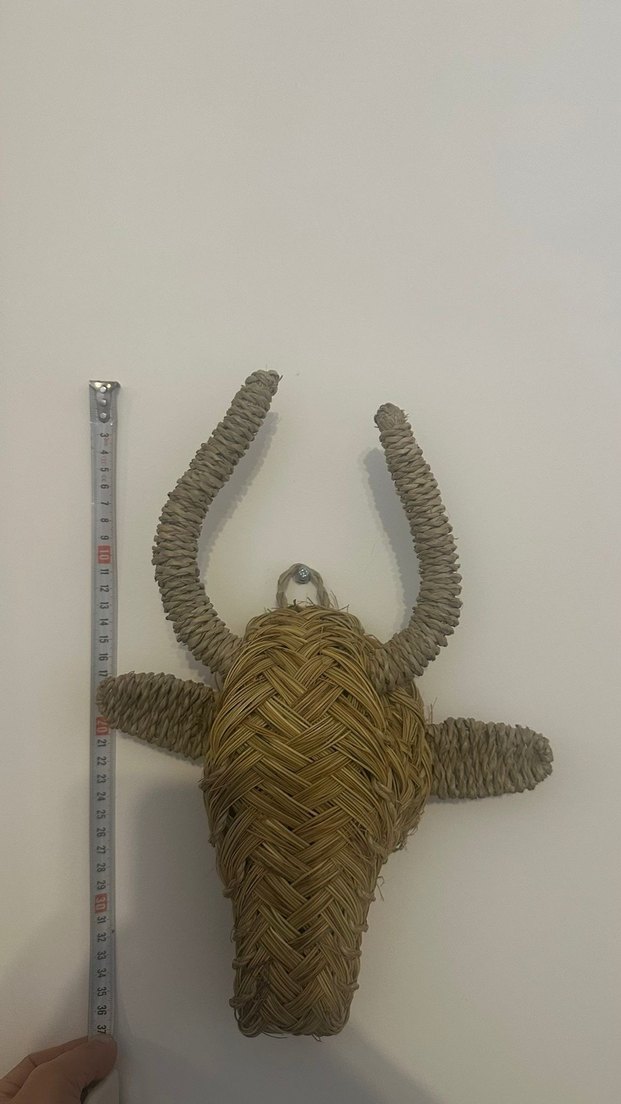 Hasırdan Gri Kahverengi Boğa Figürü - Görsel 2