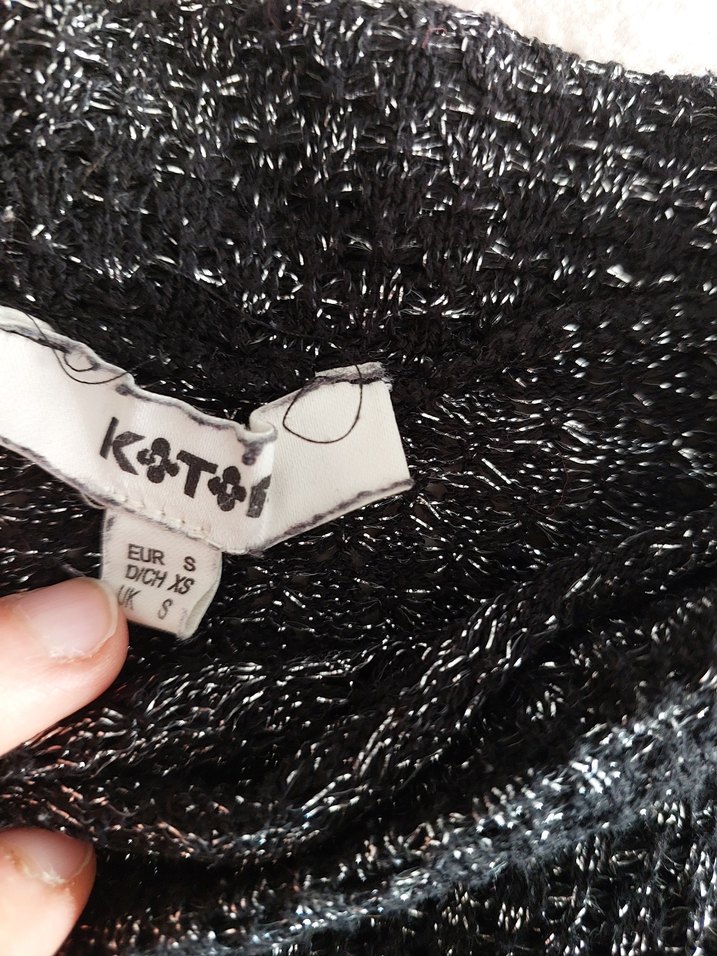 siyah simli balıkçı yaka Örgü Kadın Kazak - Görsel 3