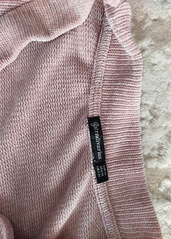Pembe lila karışımı V Yaka Kadın Sweatshirt - Görsel 3