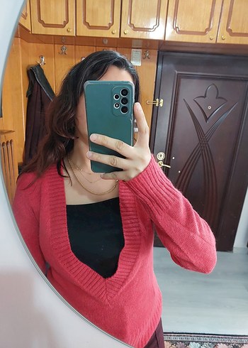 fuşya renk yünlü kazak - Görsel 2