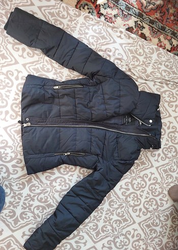 lacivert Kadın Kışlık Fermuarlı mont - Görsel 4