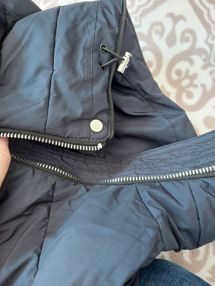 lacivert Kadın Kışlık Fermuarlı mont - Görsel 2