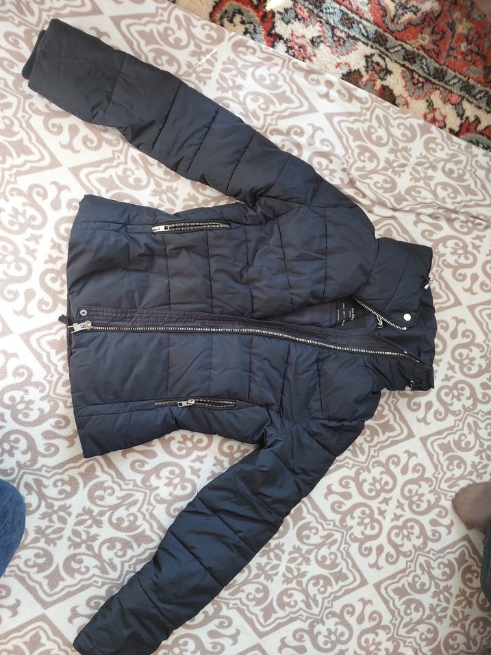 lacivert Kadın Kışlık Fermuarlı mont - Görsel 4