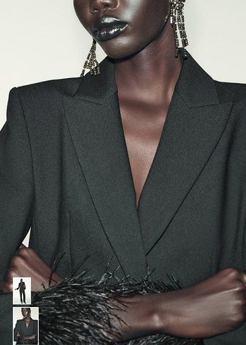 Zara Kürk Detaylı Siyah Kadın Blazer Ceket - Görsel 3